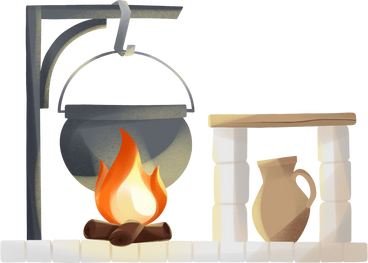 fireplace with suspension and shelf PNG, SVG