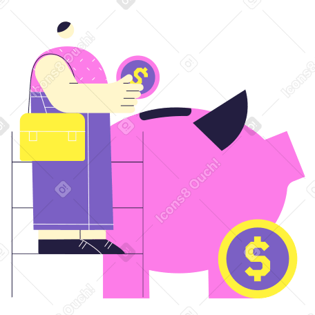 Man putting coin in piggy bank PNG, SVG