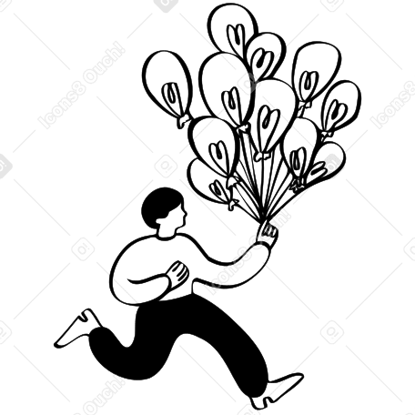 Человек бежит с кучей идей в PNG, SVG
