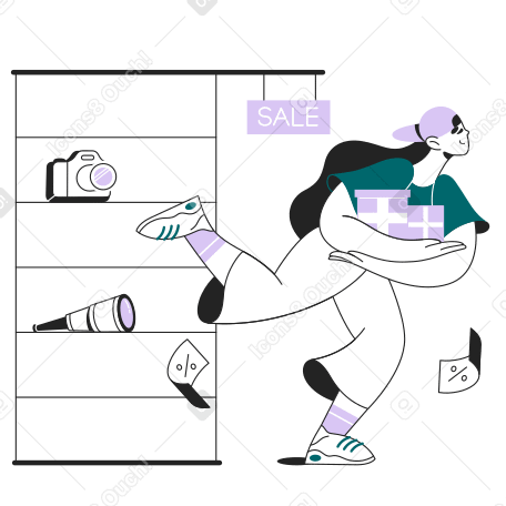 Woman buying electronics on sale PNG, SVG