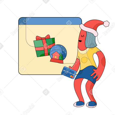 Christmas Shopping Illustration in PNG, SVG
