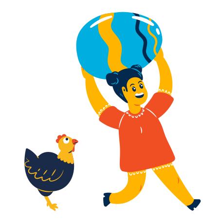 Girl found a huge egg Illustration in PNG, SVG