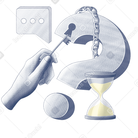 Hand with key and question Illustration in PNG, SVG