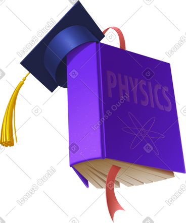 Physics book with graduation cap PNG, SVG