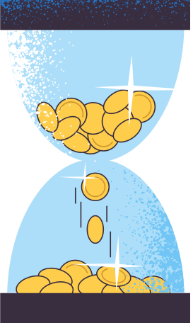sandglass-with-money Illustration in PNG, SVG