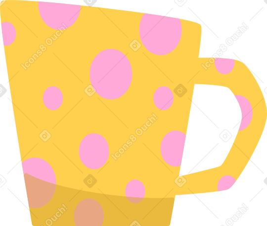 yellow mug with pink dots Illustration in PNG, SVG