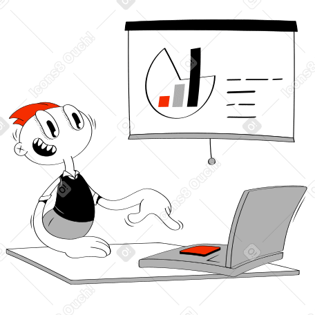 Man making a presentation with charts PNG, SVG