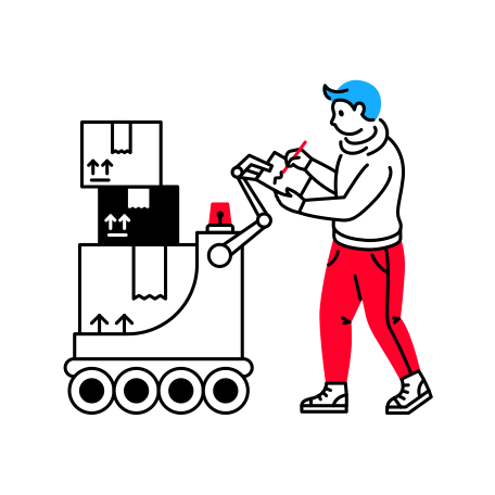 Robot-Delivery Illustration in PNG, SVG
