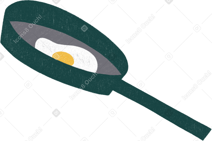 frying pan with scrambled eggs Illustration in PNG, SVG