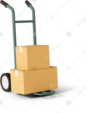 3D trolley with boxes PNG, SVG