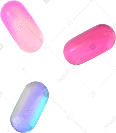 3D composition of three capsules PNG, SVG