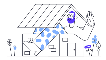 Hombre sentado en una casa y agitando la mano PNG, SVG