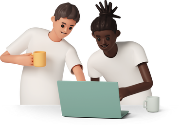 two men using laptop PNG, SVG