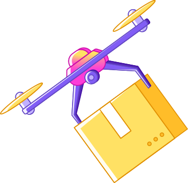Drone with box PNG, SVG