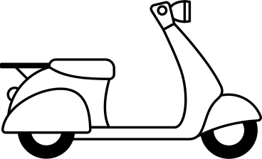 white motorcycle with trunk PNG, SVG