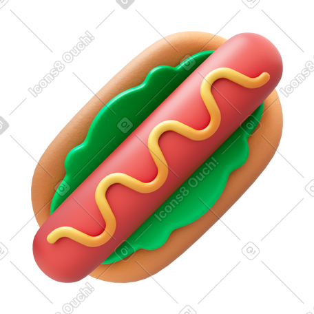 3D hot dog PNG, SVG