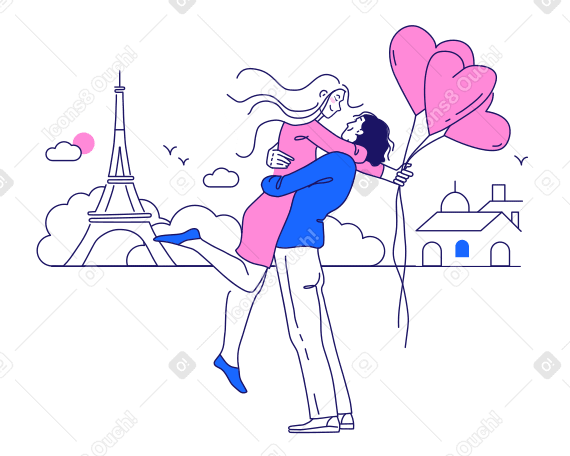 St Valentine Day Couple Illustration in PNG, SVG