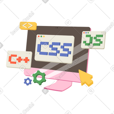 使用 css/c++/js 以及光标和代码符号文本进行刻字动态插图，格式有GIF、Lottie (JSON)、AE