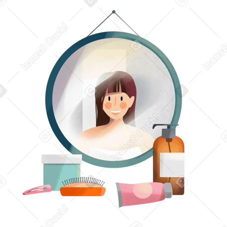 Young woman in the bathroom and cosmetics PNG, SVG