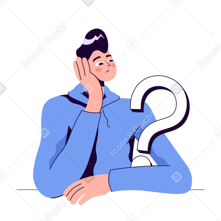 Man thinking about an important question animated illustration in GIF, Lottie (JSON), AE
