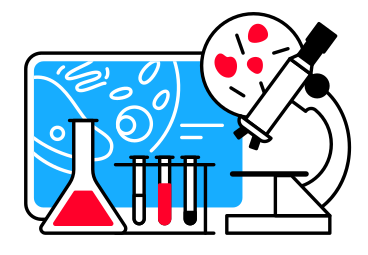 Ilustración animada de Equipos de laboratorio para la investigación en biociencias. en GIF, Lottie (JSON), AE
