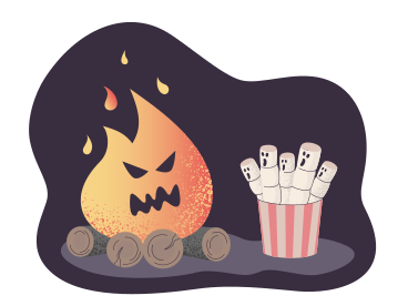 Scary halloween stories around campfire PNG, SVG