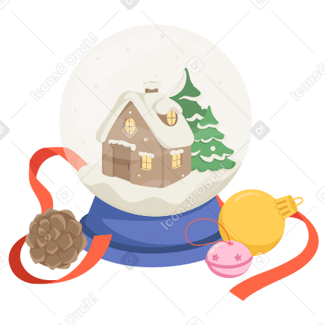 Palla di neve e decorazioni natalizie PNG, SVG