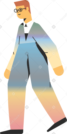 businessman in glasses walking Illustration in PNG, SVG