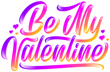 lettering be my valentine! with white shadow text PNG, SVG
