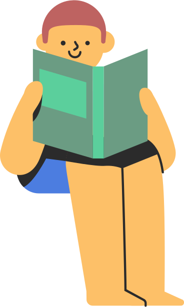 sitting boy reading green book PNG, SVG