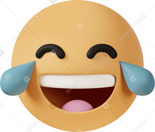 3D face with tears of joy Illustration in PNG, SVG