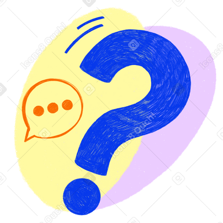 Big blue question mark and a speech bubble Illustration in PNG, SVG