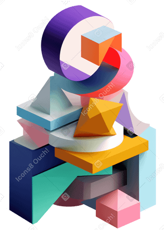 3D abstract vivid geometrical composition PNG, SVG