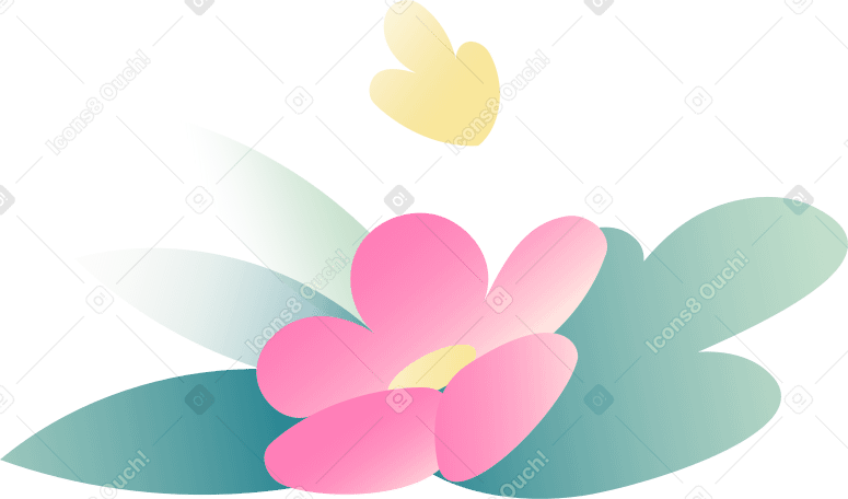 pink flower with leaves Illustration in PNG, SVG