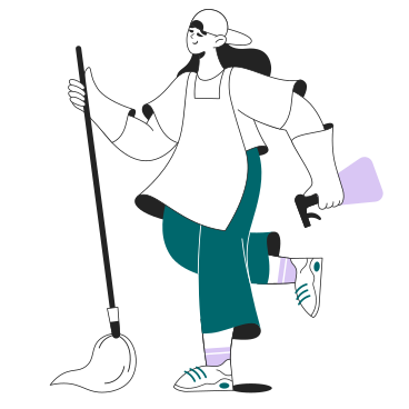 Cleaner with mop and cleaning spray PNG, SVG