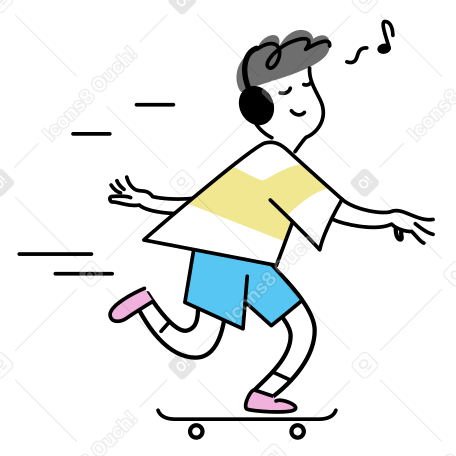 Молодой человек или подросток катается на скейтборде в PNG, SVG