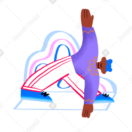 Woman doing yoga with funky shapes behind her PNG, SVG