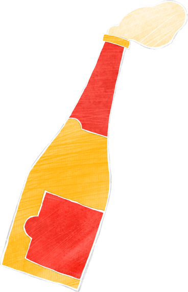 gold-red bottle of champagne PNG, SVG