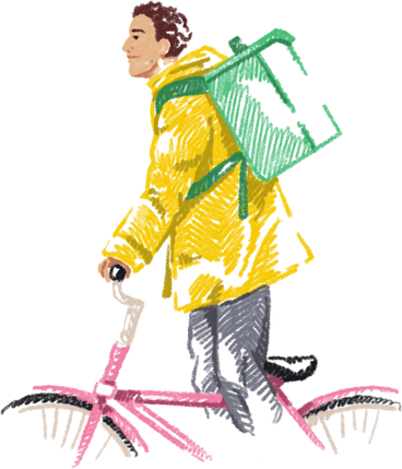 Courier on a bicycle в PNG, SVG