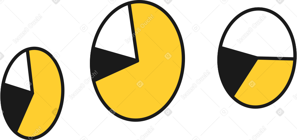three pie charts Illustration in PNG, SVG