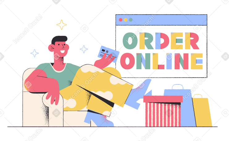 オンラインで購入する男性とオンラインで注文をレタリング PNG、SVG