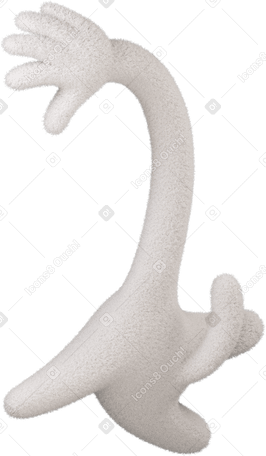 3D White fluffy jumping body turned left PNG, SVG