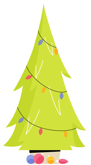 Christmas tree with garland animated illustration in GIF, Lottie (JSON), AE