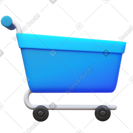 3D shopping cart PNG, SVG