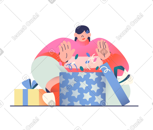 打开礼品盒的女人 PNG, SVG