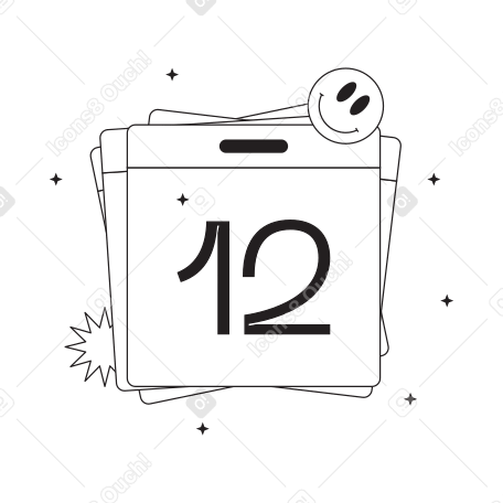 The twelfth day of the calendar is marked with a smiley Illustration in PNG, SVG