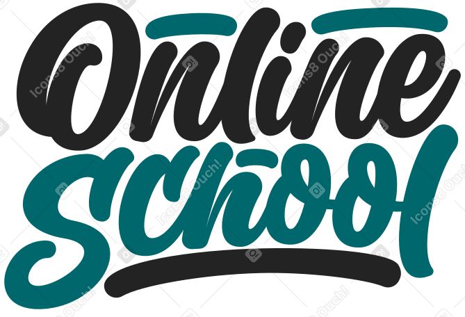 lettering online school Illustration in PNG, SVG
