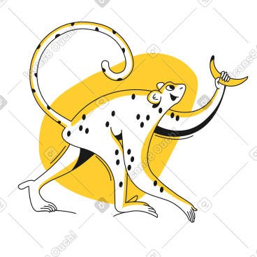 猴子带着香蕉走路 PNG, SVG