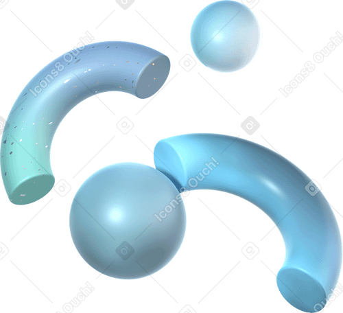 3D monochrome parts of torus and spheres PNG, SVG