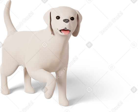 3D white dog standing PNG, SVG